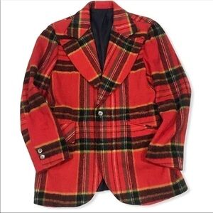 Vtg Peters Whaler Loud Plaid Wool Blazer Jacket 38.